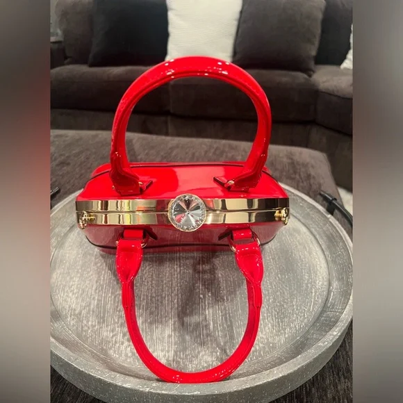 Women red fancy shoulder bag/10x7x5in - Picture 6 of 10